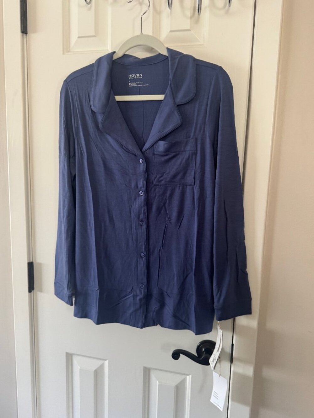Haven Well Within by Talbots Blue Button Down Lounge Sleep Pajama Top S Small